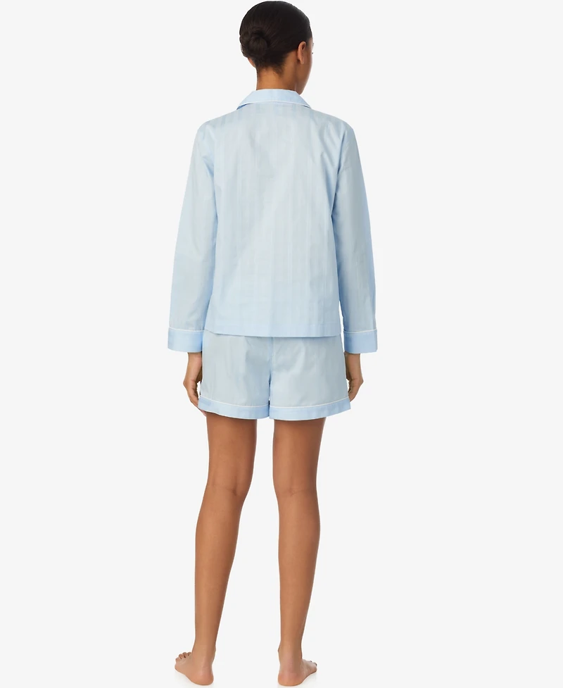 Lauren Ralph Women's Notch Collar Top and Pajama Shorts, 2-Piece Set