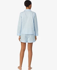 Lauren Ralph Women's Notch Collar Top and Pajama Shorts, 2-Piece Set