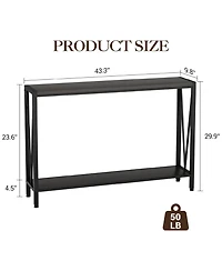 gaomon 43" Industrial Console Table with Open Storage Shelf