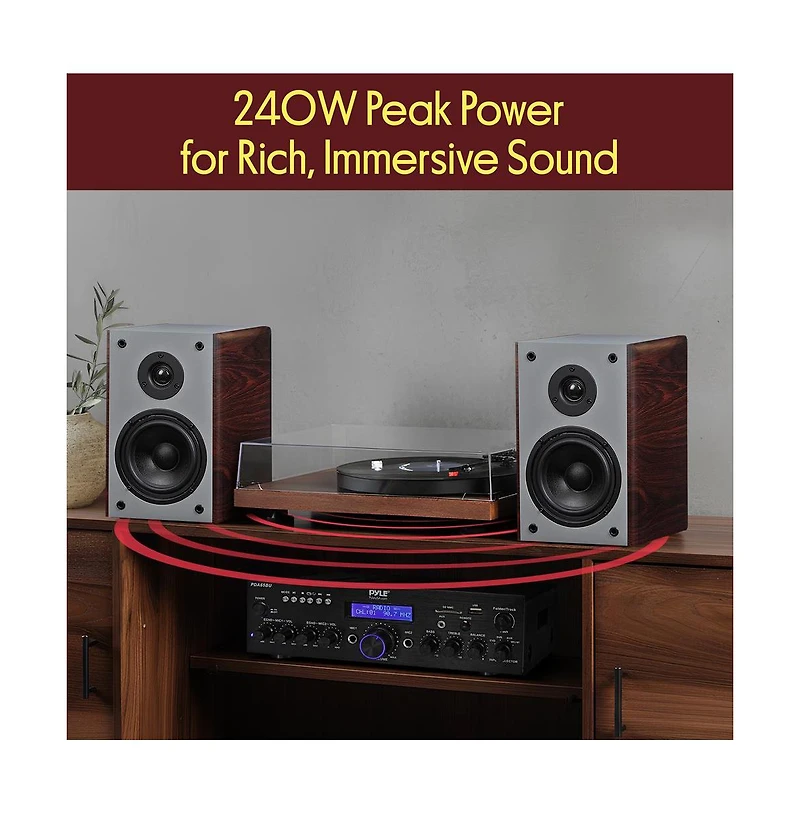 Pyle 2-Way Home Audio Speakers with Wall Mount Bracket