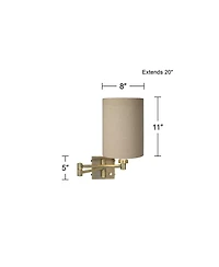 Barnes and Ivy Modern Swing Arm Wall Lamp Plug-In Light Fixture Cotton Blend Cylinder Shade for Bedroom Reading