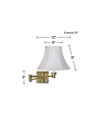 Barnes and Ivy Modern Swing Arm Wall Lamp Plug-In Light Fixture Fabric Bell Shade for Bedroom Bedside Reading