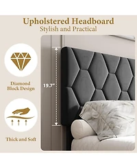 gaomon Twin Upholstered Bed Frame with Headboard, Platform Design with Wood Slats