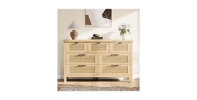 gaomon Fluted 7 Drawers Dresser for Bedroom, 47.4 Inch Wide Wood Chest of Drawers, Large Clothes Storage Cabinet