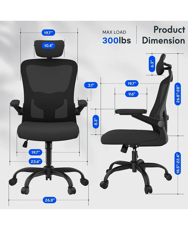 Flexispot OC1 Ergonomic Office Chair with Adjustable Headrest and 3D Arms