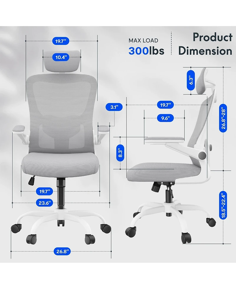Flexispot OC1 Ergonomic Office Chair with Adjustable Headrest and 3D Arms