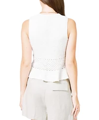 Central Park West Women's Birdie Pointelle Peplum Top