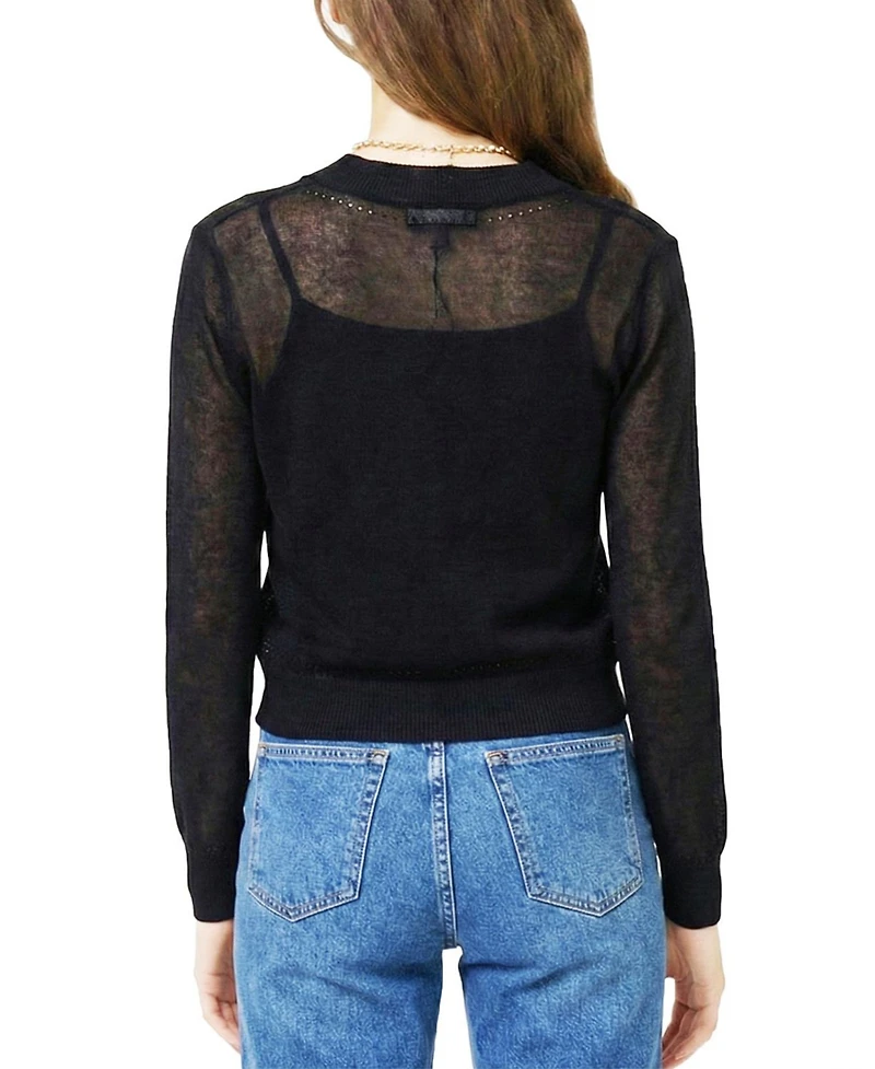Central Park West Women's Serena Sheer Pointelle Cardigan