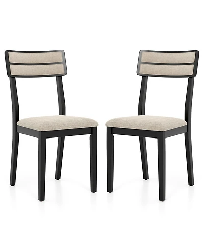 Gymax Modern Dining Chairs Set of w/Tilt Backrest Rubber Wood Legs Soft Padded Seat