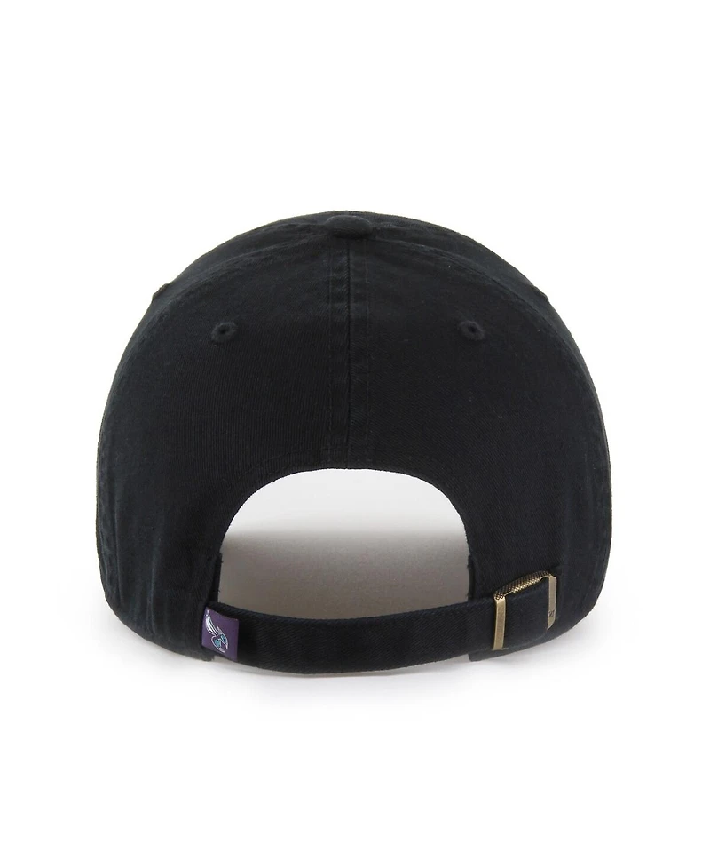 '47 Brand Men's Charlotte Hornets Black on Black Clean Up Adjustable Hat