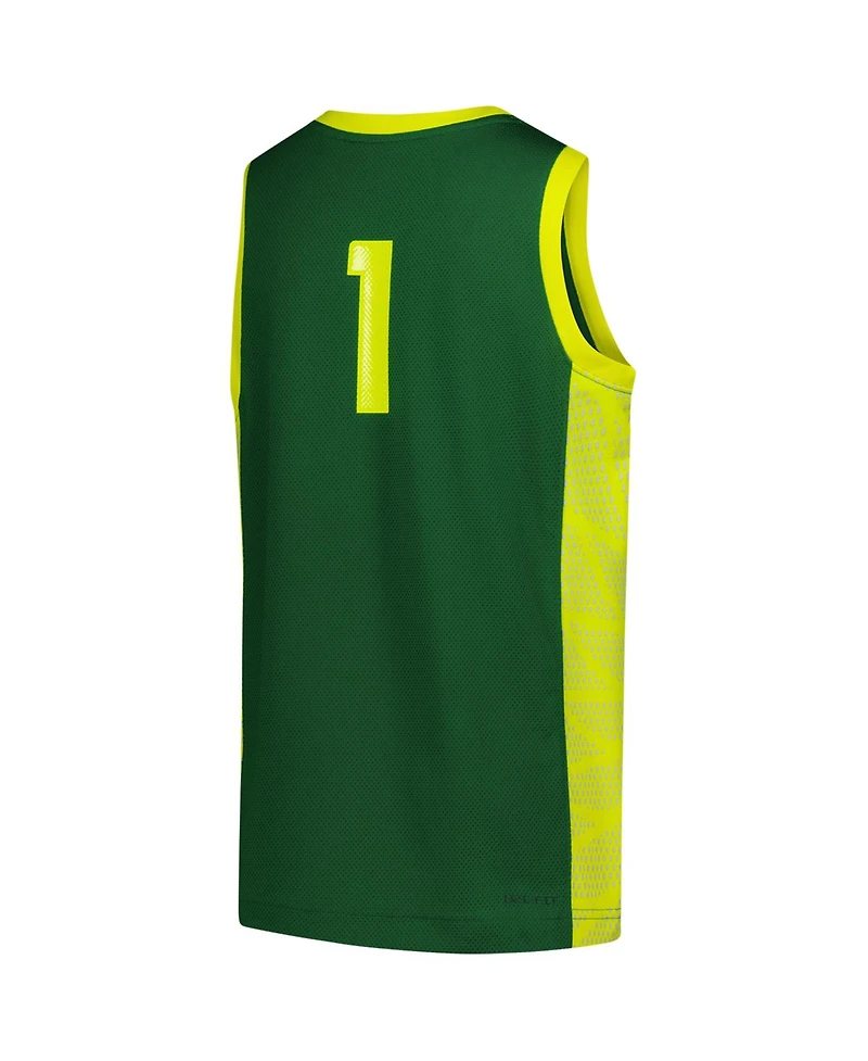 Nike Big Boys and Girls 1 Green Oregon Ducks Replica Basketball Jersey