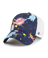 '47 Brand Big Boys and Girls Navy Miami Dolphins Space Dino Adjustable Trucker Hat