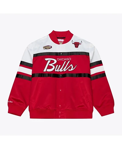 Mitchell & Ness Men's Red Chicago Bulls Hardwood Classics Head Coach Lightweight Satin Full-Snap Jacket