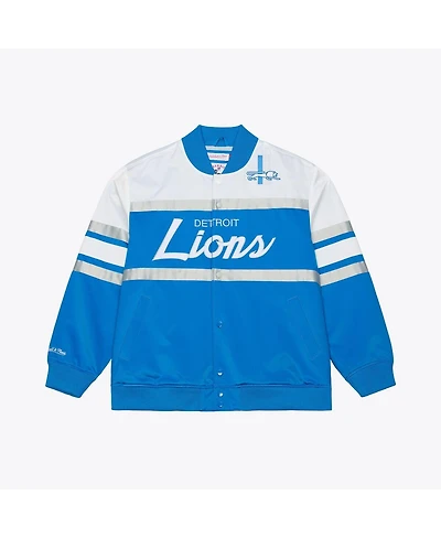 Mitchell & Ness Men's Blue Detroit Lions Head Coach Lightweight Full-Snap Satin Jacket