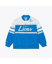 Mitchell & Ness Men's Blue Detroit Lions Head Coach Lightweight Full-Snap Satin Jacket