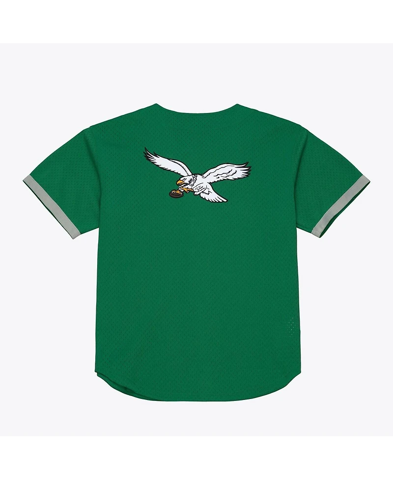 Mitchell & Ness Men's Kelly Green Philadelphia Eagles Head Coach Mesh Full-Button Fashion Jersey