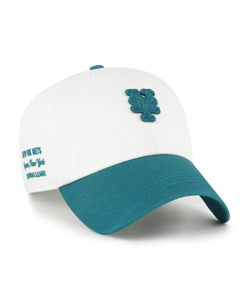 '47 Brand Men's White/Teal New York Mets Contemporary Tonal Clean Up Adjustable Hat