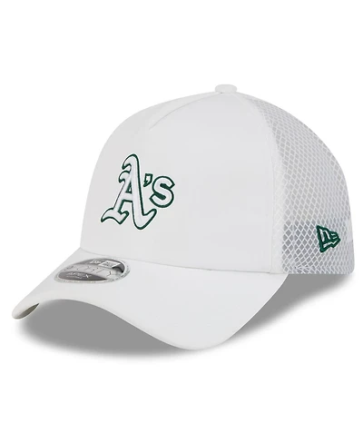 New Era Men's White Athletics 2026 Batting Practice Apex 9FORTY Adjustable Trucker Hat