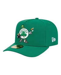 New Era Men's Kelly Green Boston Celtics Injection Cartoon Logo A-Frame 59FIFTY Fitted Hat
