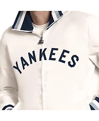 Starter Men's White New York Yankees The Captain Cooperstown Logo Full-Zip Varsity Jacket