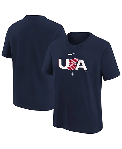 Nike Big Boys and Girls Navy Usa Baseball 2026 World Classic Country T-Shirt