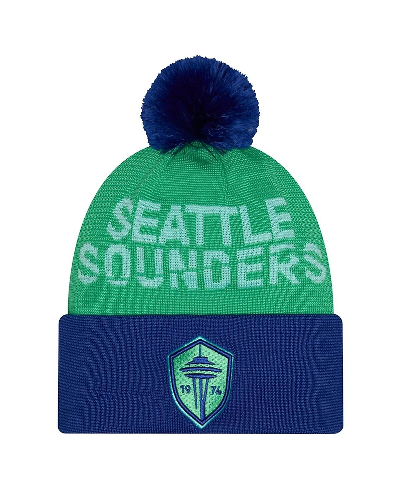 New Era Men's Green Seattle Sounders Fc 2026 Jersey Hook Cuffed Pom with Knit Hat