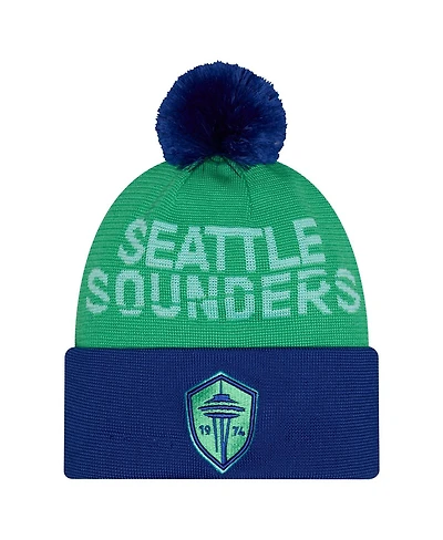 New Era Men's Green Seattle Sounders Fc 2026 Jersey Hook Cuffed Pom with Knit Hat