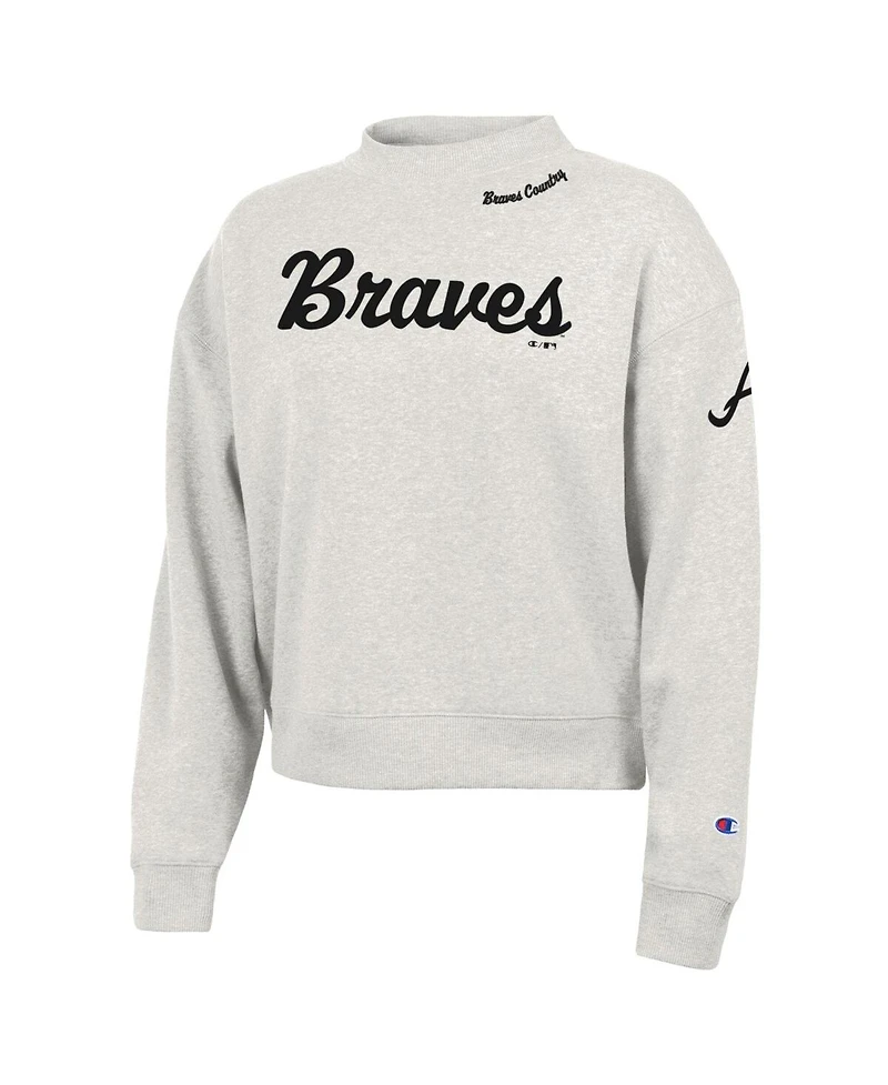 Champion Women's Stone Atlanta Braves Triumph Tri-Blend Sweatshirt