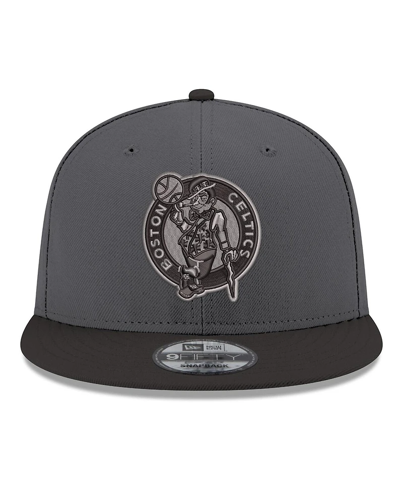 New Era Men's Gray/Black Boston Celtics Logo 2-Tone 9FIFTY Snapback Hat