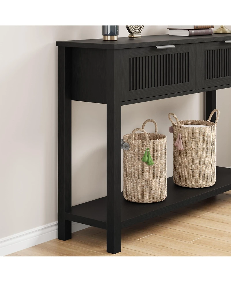 gaomon 43" Farmhouse Wooden Entryway Console Table with 2 Drawers and 2-Tier Storage, for Living Room and Foyer