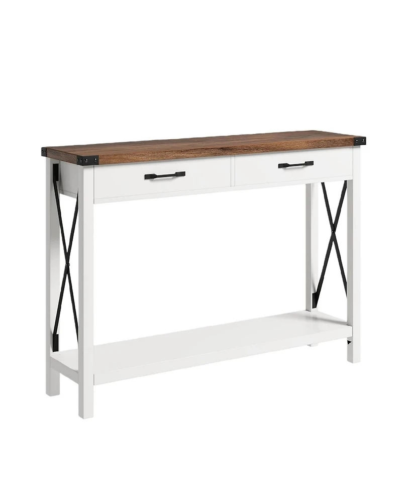 gaomon Industrial 31" Console Table with Drawers and Open Shelf, 2-Tier Narrow Sofa Table for Entryway