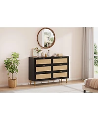gaomon 6 Drawer Rattan Dresser for Bedroom