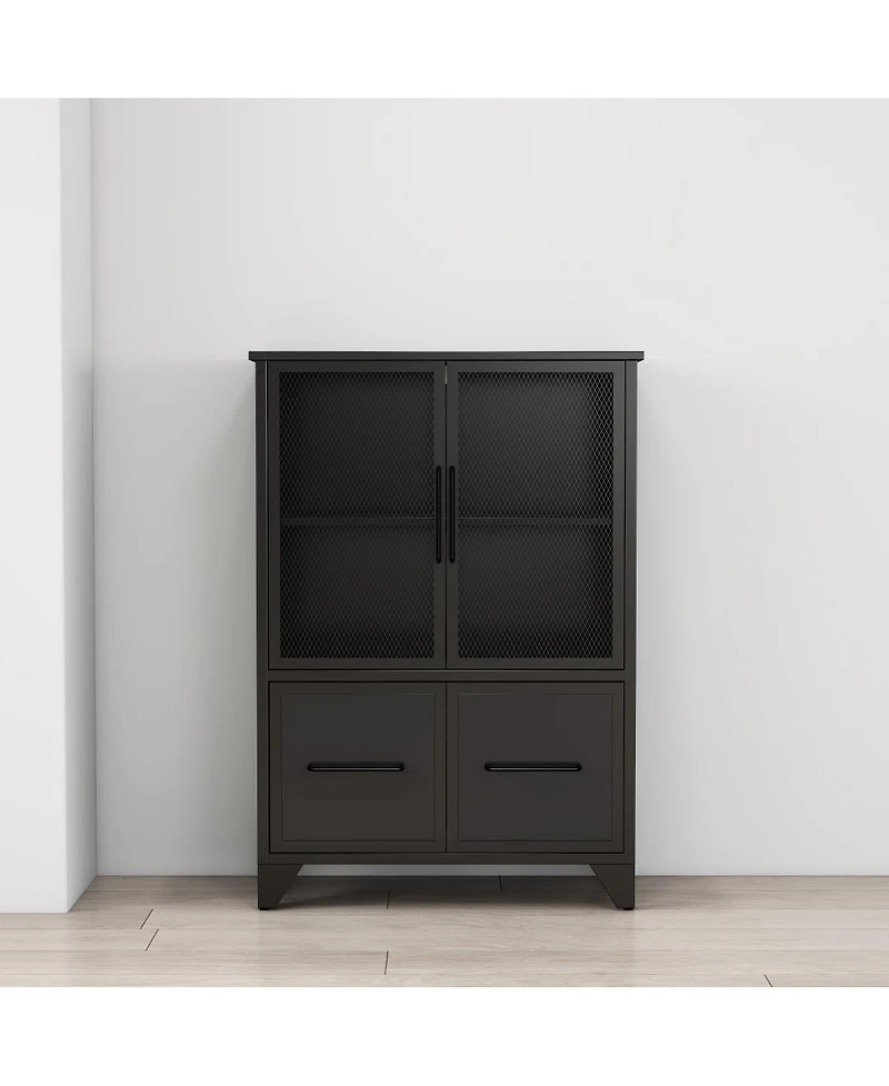 Streamdale Furniture Metal Storage Cabinet with 4 Doors and Adjustable Shelf