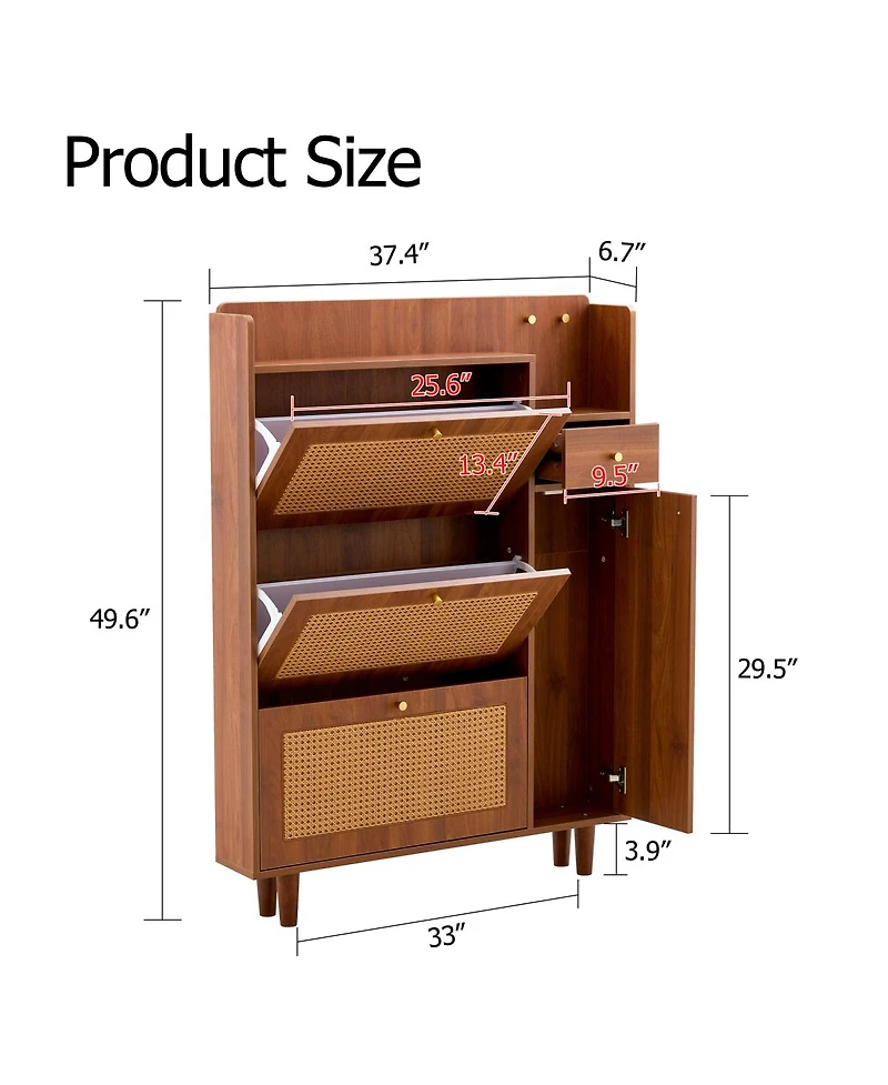 Streamdale Furniture Minimalist Mdf Shoe Cabinet