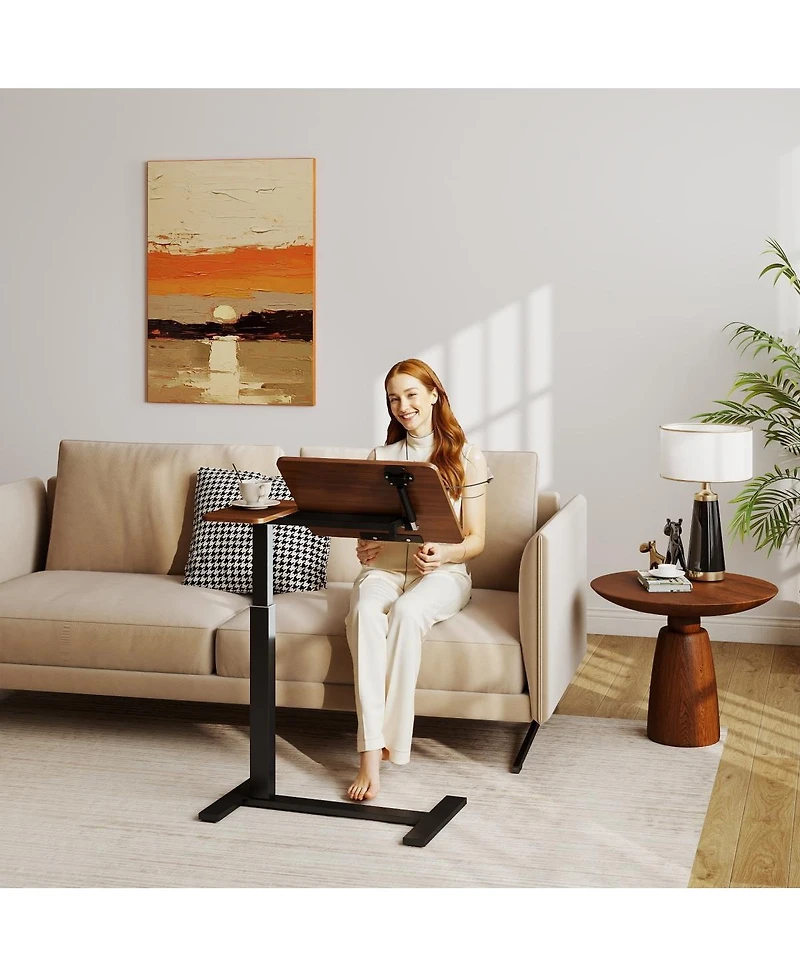Streamdale Furniture Adjustable Rolling Overbed Desk with Flip Top