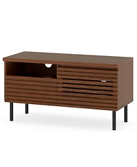 Sugift Mid Century Fluted Tv Stand for 40 in Tv with Open Storage