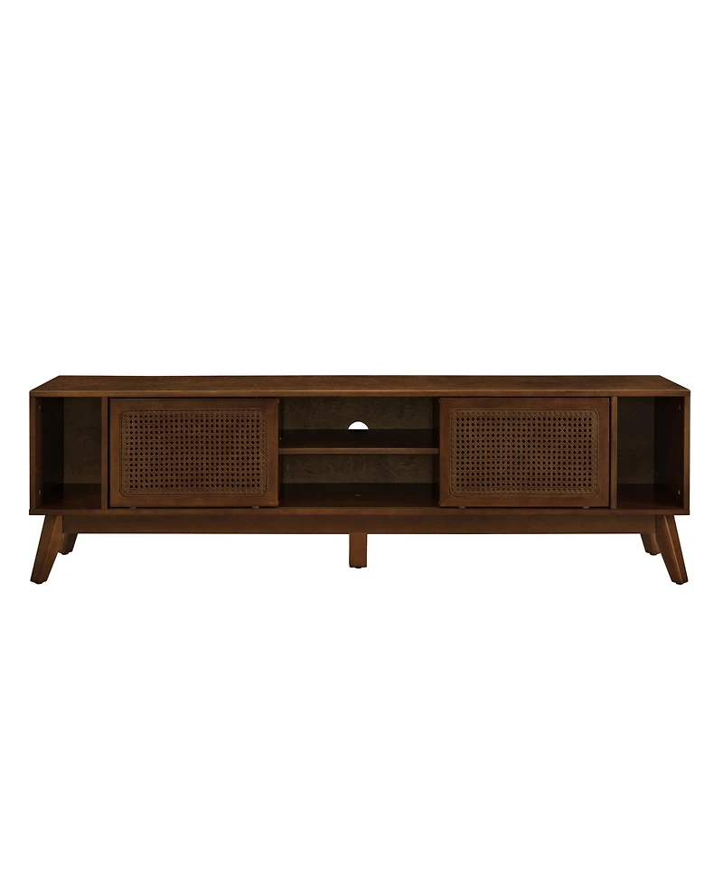 Rainsken Mid Century Modern Rattan Tv Stand for TVs