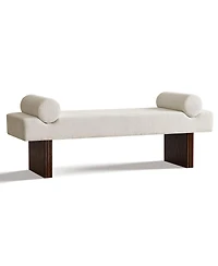 Maison Boucle 60" Chenille Bedroom Bench, End of Bed Upholstered Bench with Bolsters