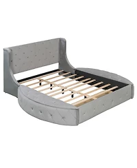 Streamdale Furniture Velvet Storage Bed w/Wingback Headboard and Drawer