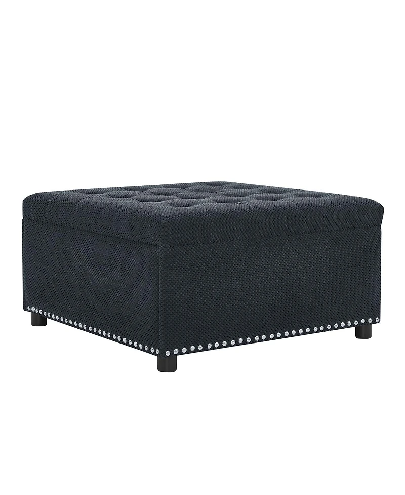 Streamdale Furniture Tufted Storage Ottoman with Nailhead Trim