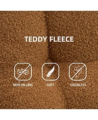 Rainsken Teddy Upholstered Recliner Rocking Chair, Soft Plush Accent Chair with Side Pocket and Retractable Footstool for Living Room, Balcony