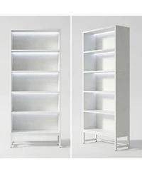 Streamdale Furniture Led 5-Tier Tall Bookcase with Storage