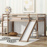 Streamdale Furniture Low Loft Bed with Slide and Ladder