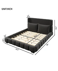 Streamdale Furniture Upholstered Platform Bed with 2 Pillows