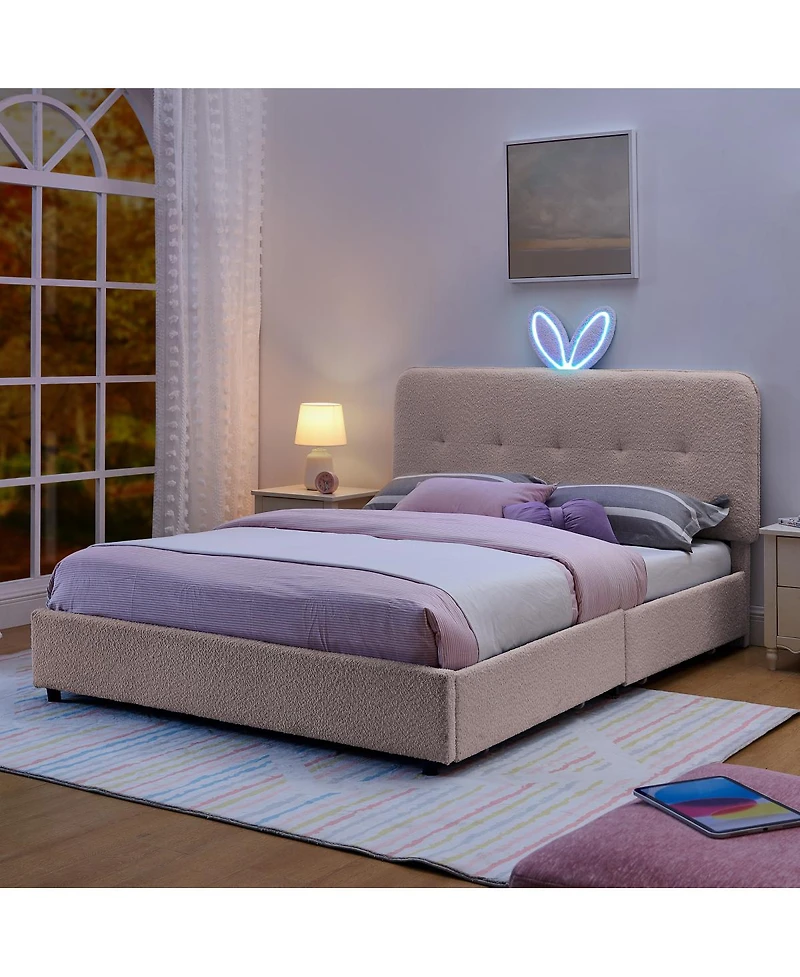 Streamdale Furniture Kids Upholstered Bed w/ Rabbit Headboard