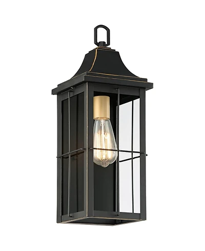 John Timberland Sunderland Vintage Outdoor Wall Light Fixture Warm Gold 18 Clear Glass Panels for Post Exterior Barn Deck House Porch Yard