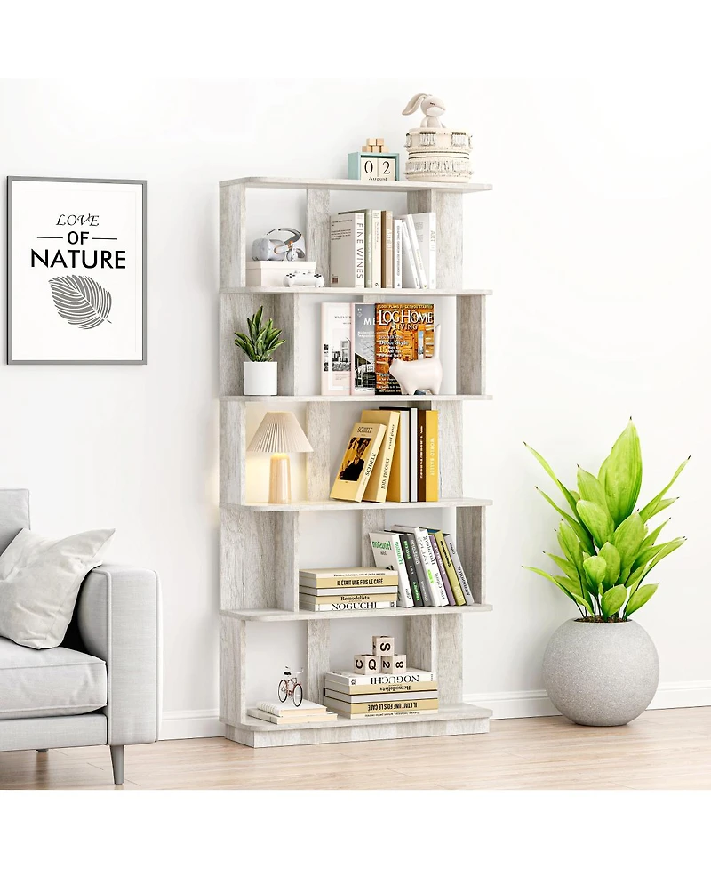 Streamdale Furniture 31.5"x64.56" 5-Tier Open Bookshelf Mdf Display Shelving