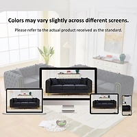 Streamdale Furniture 3+3 Velvet Chesterfield Sofa with Gold Legs