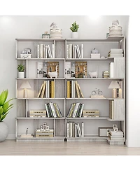 Streamdale Furniture Space-Saving Corner Bookshelf and Bookcase Set
