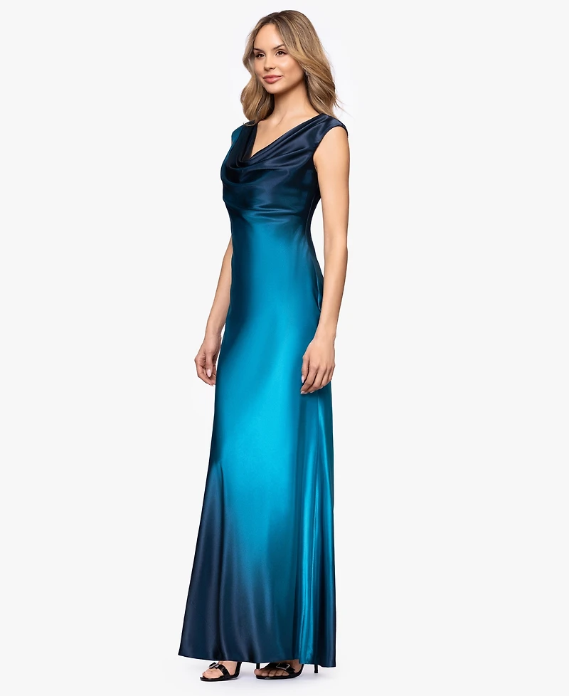 Betsy & Adam Women's Cowl Neck Long Dress